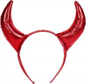 img 4 attached to Red Devil Horns Headband Halloween Costume Accessories Bachelorette Party Supplies By Beistle Fabric