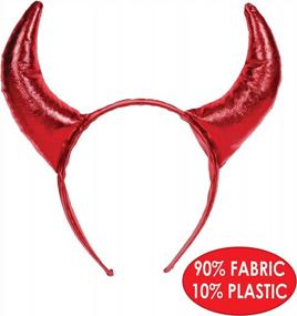 img 1 attached to Red Devil Horns Headband Halloween Costume Accessories Bachelorette Party Supplies By Beistle Fabric