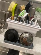 img 1 attached to 🧽 YOHOM Kitchen Sink Caddy Sponge Holder Organizer Brush Holder + Sink Drain Tray - 2-in-1 Sinkware Caddy with 4 Adjustable Dividers for Kitchen Dish Sponge Storage review by Jontrell Fernandes