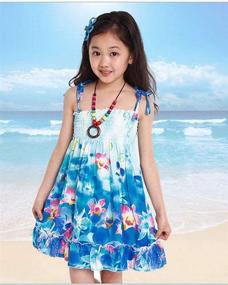 img 3 attached to Flenwgo Bohemian Sleeveless Rainbow Beach Sundress Girls' Clothing ~ Dresses