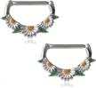 14g nipple clicker ring barbells - 2pcs set | ruifan garland flowers body piercing jewelry logo