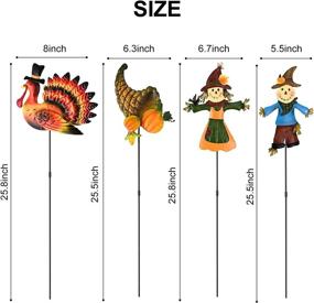 img 3 attached to Set Of 4 Thanksgiving Metal Yard Stakes - Pumpkin, Turkey, Scarecrow Designs For Fall Garden Outdoor Decoration