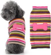 🐾 hrttsy pet clothes - cute pink bone jumper knitwear for fall/winter - warm dog turtleneck sweater - puppy pullover vest coat costume - ideal for small/medium dogs & cats - pink, size large логотип