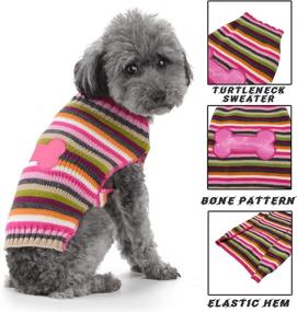 img 1 attached to 🐾 HRTTSY Pet Clothes - Cute Pink Bone Jumper Knitwear for Fall/Winter - Warm Dog Turtleneck Sweater - Puppy Pullover Vest Coat Costume - Ideal for Small/Medium Dogs & Cats - Pink, Size Large