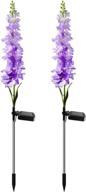 outdoor solar powered silk hyacinth flower lights - pack of 2, 29.5 inches tall, purple decorative garden stake lights for pathways, patios, and landscapes by resoye logo