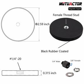 img 3 attached to 2 Pack 55Lb Neodymium Rubber Coated Magnetic Mount With 1/4" & 3/8" Female Thread, Scratch-Free Base For Camera, LED Lighting, Tools