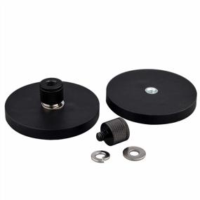 img 4 attached to 2 Pack 55Lb Neodymium Rubber Coated Magnetic Mount With 1/4" & 3/8" Female Thread, Scratch-Free Base For Camera, LED Lighting, Tools
