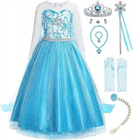 img 4 attached to ReliBeauty Kids Snow Queen Princess Costume, Blue