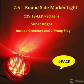 img 3 attached to 🚛 High-Performance SUN 5x Trailer Lights: Sealed 2.5" Round Side Marker Lights with 13 LEDs and Grommet – Red Truck Trailer Clearance Lights Kits