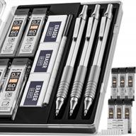 nicpro mechanical pencils set - 3 metal artist pencils with 6 hb lead refills, 3 erasers, and 9 eraser refills in a case for drawing, writing, and drafting logo