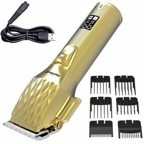 img 1 attached to Полированное золото Комплект беспроводных профессиональных машинок для стрижки волос AmeriLuck: цифровой дисплей состояния батареи и зарядка от USB, продолжительная работа на 300 минут.
