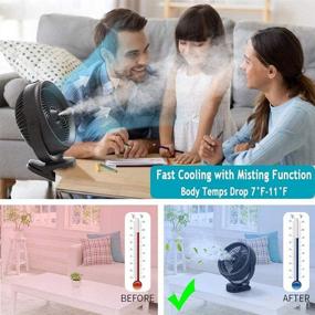 img 2 attached to 💦 High-Capacity 10000mAh Battery-Operated Misting Fan with Clip, 8-Inch Portable Mist Clip Fan, 200ml Water Tank, Detachable Rechargeable Battery, Up to 48 Hours of Continuous Runtime