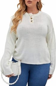 img 3 attached to Stylish & Comfortable Plus Size Sweater For Women - DEARCASE 2022 Long Sleeve Knit Pullover