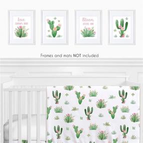 img 3 attached to 🌸 Sweet Jojo Designs Pink and Green Boho Wall Art Prints for Baby, Nursery, and Kids - Watercolor Cactus Floral Collection