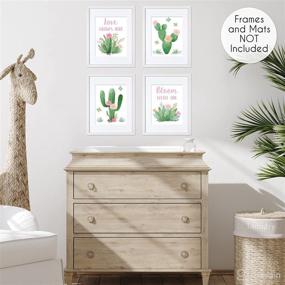 img 1 attached to 🌸 Sweet Jojo Designs Pink and Green Boho Wall Art Prints for Baby, Nursery, and Kids - Watercolor Cactus Floral Collection