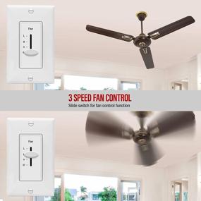 img 1 attached to ENERLITES 3 Speed Decora In Wall Ceiling Fan Control, Slide Switch, 120VAC, 2.5A, Single-Pole, Neutral Wire NOT Required, 17000-F3-W2P, White, 2 Pack