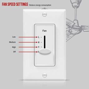 img 3 attached to ENERLITES 3 Speed Decora In Wall Ceiling Fan Control, Slide Switch, 120VAC, 2.5A, Single-Pole, Neutral Wire NOT Required, 17000-F3-W2P, White, 2 Pack