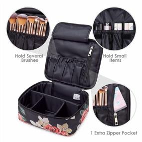 img 2 attached to Narwey Travel Makeup Bag: Large Cosmetic Case Organizer For Women & Girls (Black Flower)