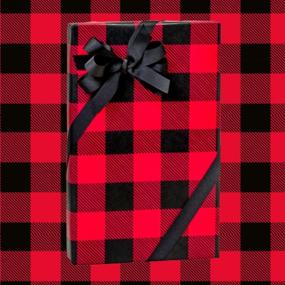 img 1 attached to 🎁 Eye-catching Red and Black Buffalo Plaid Holiday Gift Wrap: Ideal for Fathers Day, Men's Birthdays & Christmas | 12ft Folded Paper with Labels