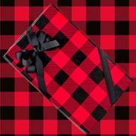 🎁 eye-catching red and black buffalo plaid holiday gift wrap: ideal for fathers day, men's birthdays & christmas | 12ft folded paper with labels logo