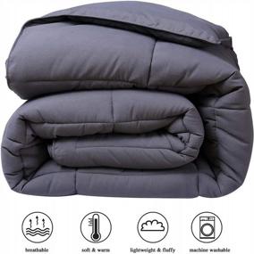 img 3 attached to Ultimate Luxury And Comfort: COHOME Queen Down Alternative Comforter In Reversible Dark Grey - Machine Washable And All-Season Quilted Duvet Insert With Corner Tabs