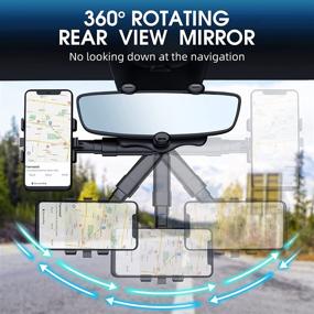 img 3 attached to 📱 Enhanced 2-Pack 360°Rotatable and Retractable Car Phone Holder by FONKEN: Ultimate Multifunctional Rearview Mirror Phone Mount for All Smartphones