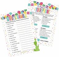 taco 'bout a baby shower game bundle - what's on your phone and word scramble with 20 dual sided cards by distinctivs logo