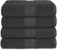 experience luxury and comfort with glamburg's 4-pack bath towel set - 100% combed cotton, super absorbent, and ultra-soft - charcoal grey logo