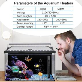 img 2 attached to 🐠 JOYOHOME Aquarium Heater: 300W/500W Thermostat Fish Tank Heater with Dual LED Temp Controller for Marine and Freshwater Tanks