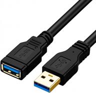 15-футовый usb-удлинительный кабель 3.0 от shinekee - высокоскоростной удлинитель кабеля типа a мужской - a женский для playstation, xbox, usb flash drive, card reader, hard drive, keyboard, printer и scanner. логотип