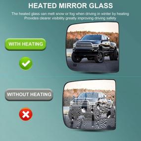 img 3 attached to Driver Left Side Tow Mirror Glass Replacement For 2009-2020 Dodge Ram 1500 2500 3500 4500 5500 - Heated Convex Mirror Glass With Rear Holder, Replace 68067727AA