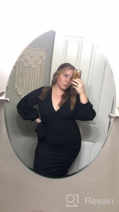 img 1 attached to Verdusa Women'S Plus Size V Neck Lantern Sleeve Midi Belted Bodycon Dress review by Todd Adams