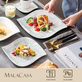 img 2 attached to 30-Piece Marble Grey Porcelain Dinnerware Set For 6 By MALACASA - Square Plates And Bowls, Cup And Saucer Included - Microwave And Oven Safe - Elegant Elvira Series