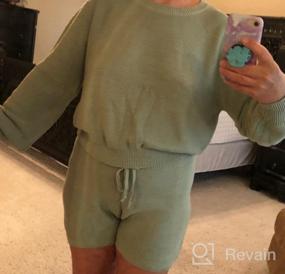 img 5 attached to Imesrun Womens Knit Pajamas Sets Lantern Long Sleeve Top And Drawstring Shorts Sleepwear Loungewear