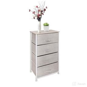 img 4 attached to 🌳 Natural Solid Wood Top 4-Drawer Dresser Organizer - Ideal for Closet, Nursery, Bathroom, Laundry or Bedroom Storage - High-Quality Fabric Drawers with Sturdy Steel Frame