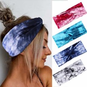 img 4 attached to Boho-Chic: Catery'S Tie Dye Headband Set For Women - Floral And Vintage Style With Elastic Fabric For A Fashionable Look