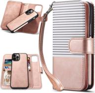 📱 caseowl iphone 13 pro max case wallet: magnetic detachable 2-in-1 folio leather wallet for women girls [rfid blocking] with 9 card slots, hand strap (rose gold) logo