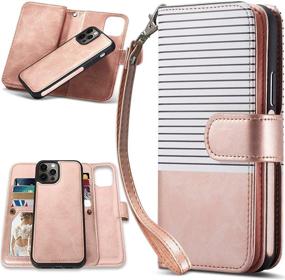 img 4 attached to 📱 CASEOWL iPhone 13 Pro Max Case Wallet: Magnetic Detachable 2-in-1 Folio Leather Wallet for Women Girls [RFID Blocking] with 9 Card Slots, Hand Strap (Rose Gold)