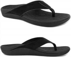 img 4 attached to Comfortable & Supportive Orthotic Flip Flops For Men And Women - V.Step Leather Thong Sandals With Arch Support, Perfect For Plantar Fasciitis!