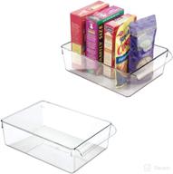 🥦 idesign linus plastic fridge and freezer storage organizer bin set - clear, bpa-free, ideal for food, drinks, produce - 8" x 11" x 3.5" (2-pack) логотип