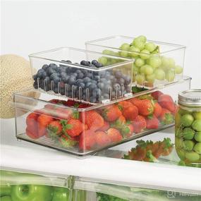 img 2 attached to 🥦 iDesign Linus Plastic Fridge and Freezer Storage Organizer Bin Set - Clear, BPA-Free, Ideal for Food, Drinks, Produce - 8" x 11" x 3.5" (2-Pack)