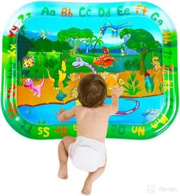img 4 attached to 🦕 100x 80 cm Dinosaur Baby Water Mat, Tummy Baby Toys, Inflatable Play Mat Water Cushion Baby Toys, Fun Early Development Activity Play Center for Newborn at SUNSHINE-MALL