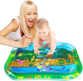 img 2 attached to 🦕 100x 80 cm Dinosaur Baby Water Mat, Tummy Baby Toys, Inflatable Play Mat Water Cushion Baby Toys, Fun Early Development Activity Play Center for Newborn at SUNSHINE-MALL