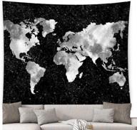 vintage black & white abstract painting tapestry - ruibo starry world map wall hanging for home decor in bedroom, living room, dorm or apartment (rb-w-1) - size w:79" h:59 logo