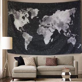 img 1 attached to Vintage Black & White Abstract Painting Tapestry - Ruibo Starry World Map Wall Hanging For Home Decor In Bedroom, Living Room, Dorm Or Apartment (RB-W-1) - Size W:79" H:59