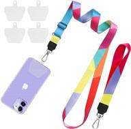 shanshui universal phone lanyard, universal nylon neck strap and wrist strap tether with 4 durable clear patches key chain holder universal for all smartphones(colorful) logo