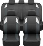 full set carxs monaco charcoal gray seat covers with tri-tone front and split rear bench back seat cover for trucks suv van auto - enhance automotive interior covers logo