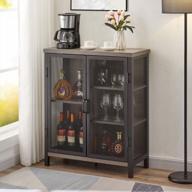 bon augure industrial coffee bar cabinet with storage, farmhouse wood metal accent cabinet with shelves, rustic small sideboard buffet for kitchen and dining room (dark grey oak) logo