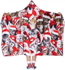 img 2 attached to Stay Warm And Cozy In Style With ALISISTER'S Hooded Sherpa Throw Blanket - 3D Christmas Santa Claus Cat Design, 60 X 75 Inches, Lightweight And Perfect For Home And Couch