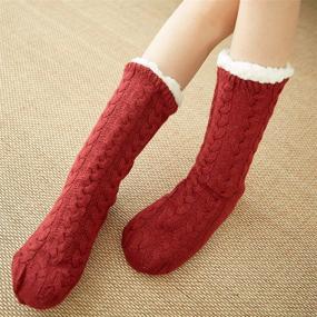 img 3 attached to Cozy and Festive Engmoo Fleece Lining Slipper Christmas Girls' Socks & Tights Collection